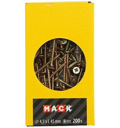 SPAANPLAATSCHROEF VZ KOP GEEL VZ 200 ST 4,5 x 45 MM